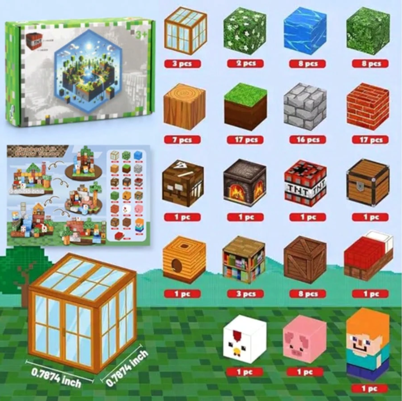 Magnetinių kaladėlių rinkinys 100vnt