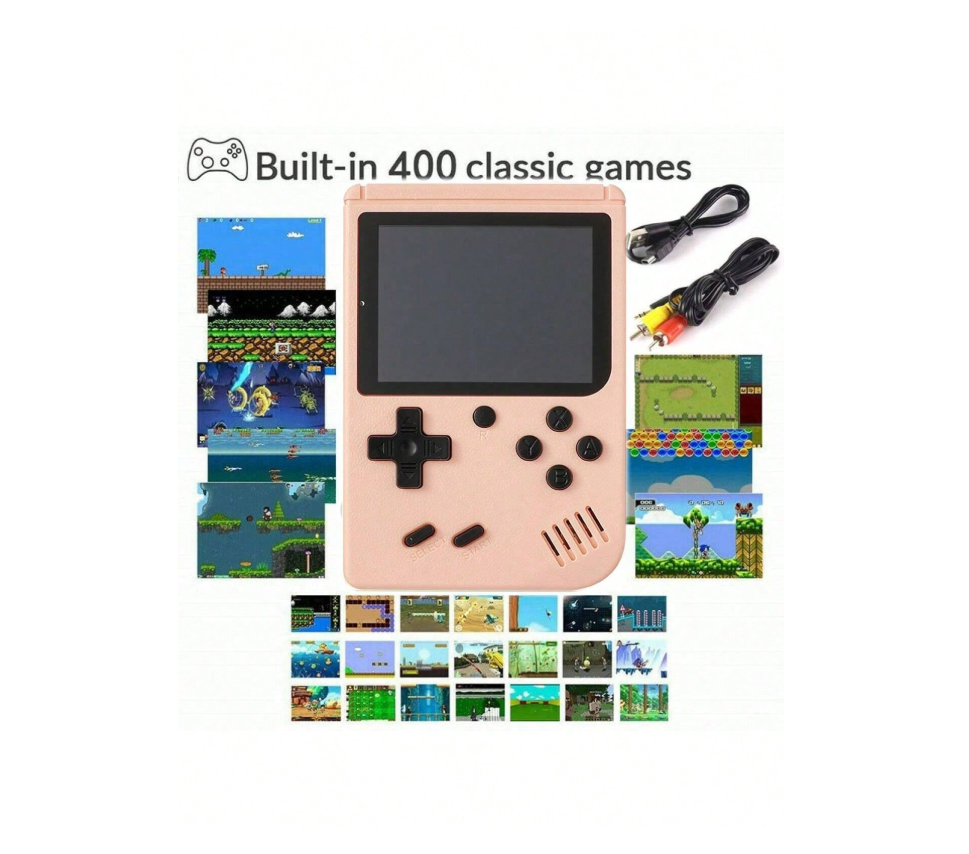 400-in-1 Nešiojama Žaidimų Konsolė (rožinė)
