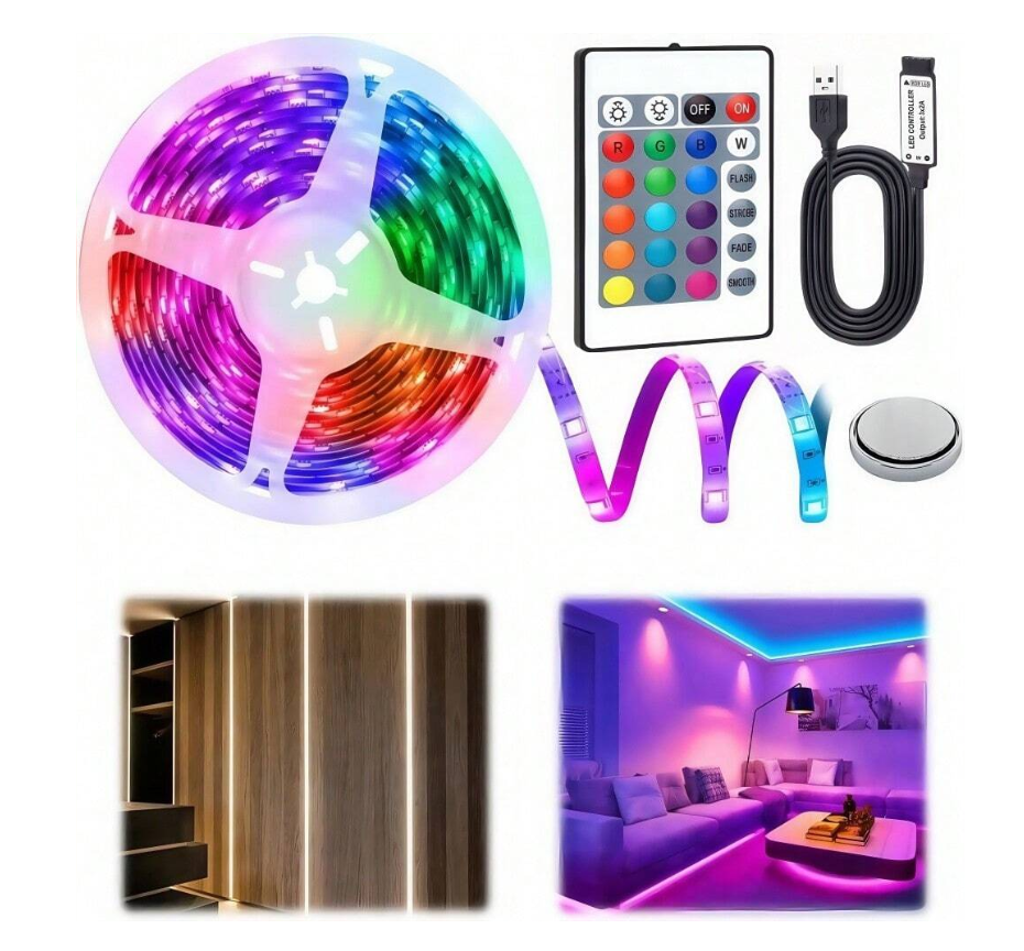 RGB LED Juosta Su Valdymo Pultu (5m)