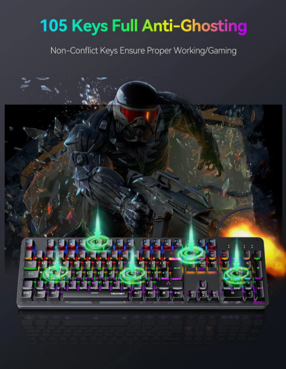 TECKNET RGB gaming klaviatūra