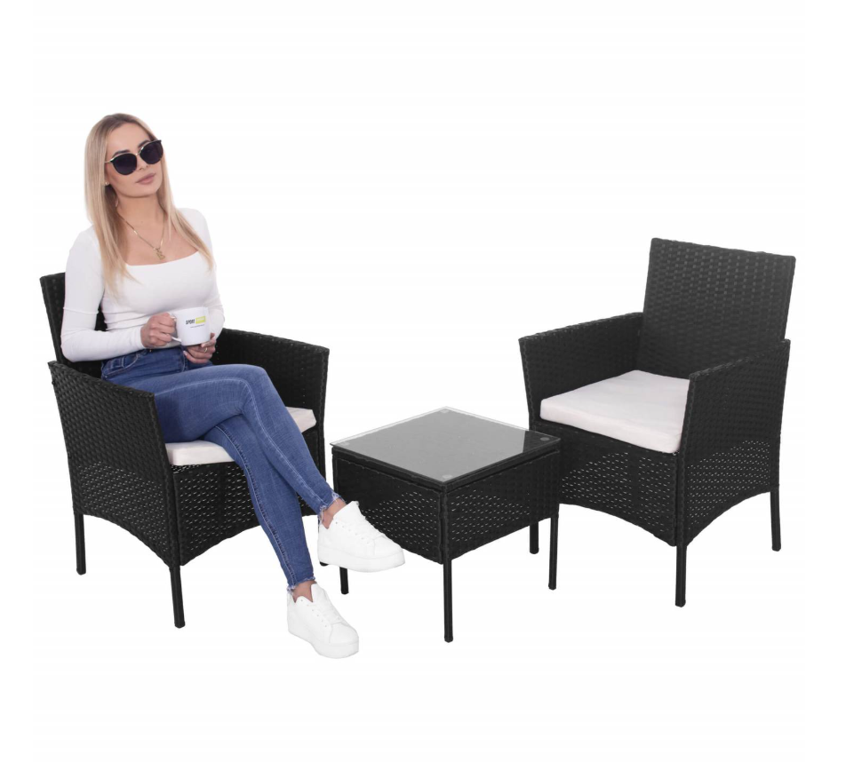 Lauko baldų komplektas Falko, juoda sp., 2 vietų