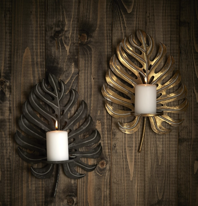 Dekoratyvinė Metalinė Sieninė Žvakidė – „Monstera“