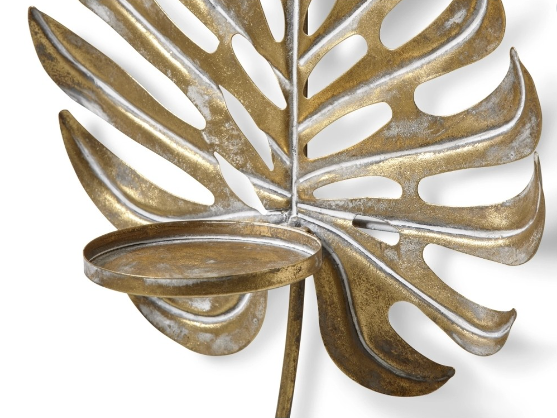 Dekoratyvinė Metalinė Sieninė Žvakidė – „Monstera“