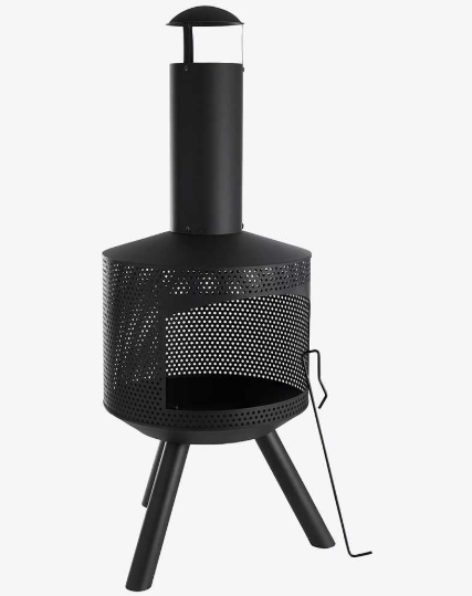 Dangrill Laužavietė su Kaminu 114 cm – Metalinis Lauko Židinys Sodui ir Terasai