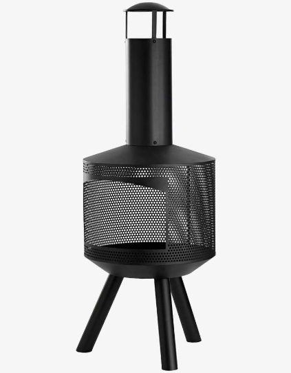 Dangrill Laužavietė su Kaminu 114 cm – Metalinis Lauko Židinys Sodui ir Terasai