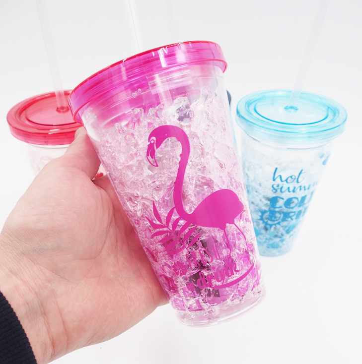 Šaldantis puodelis su šiaudeliu 400 ml – daugkartinis gėrimų puodelis