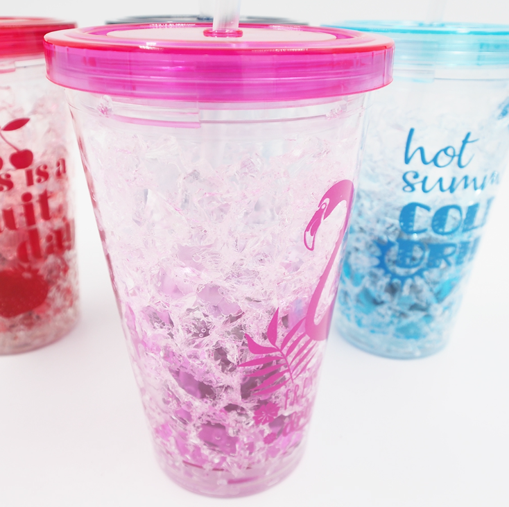 Šaldantis puodelis su šiaudeliu 400 ml – daugkartinis gėrimų puodelis