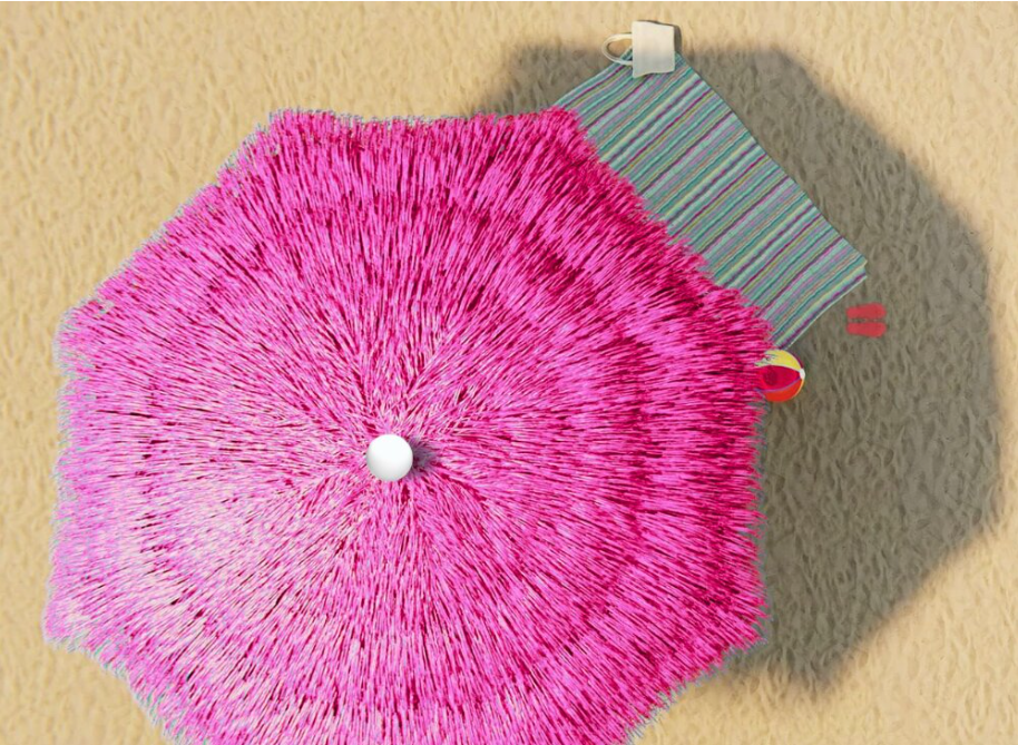 Rožinis paplūdimio skėtis ∅150 cm – su reguliuojamu aukščiu