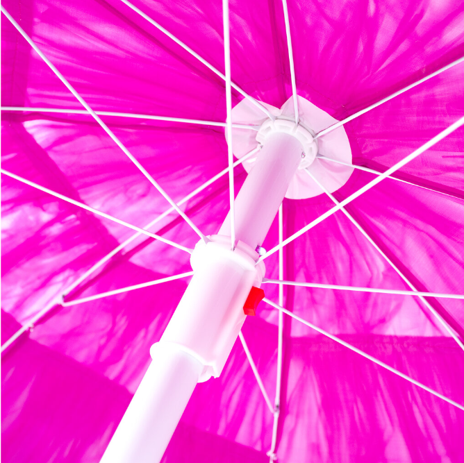 Rožinis paplūdimio skėtis ∅150 cm – su reguliuojamu aukščiu