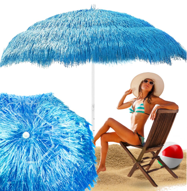 Mėlynas paplūdimio skėtis ∅150 cm – su reguliuojamu aukščiu