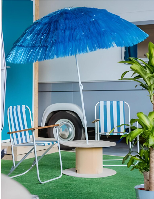 Mėlynas paplūdimio skėtis ∅150 cm – su reguliuojamu aukščiu