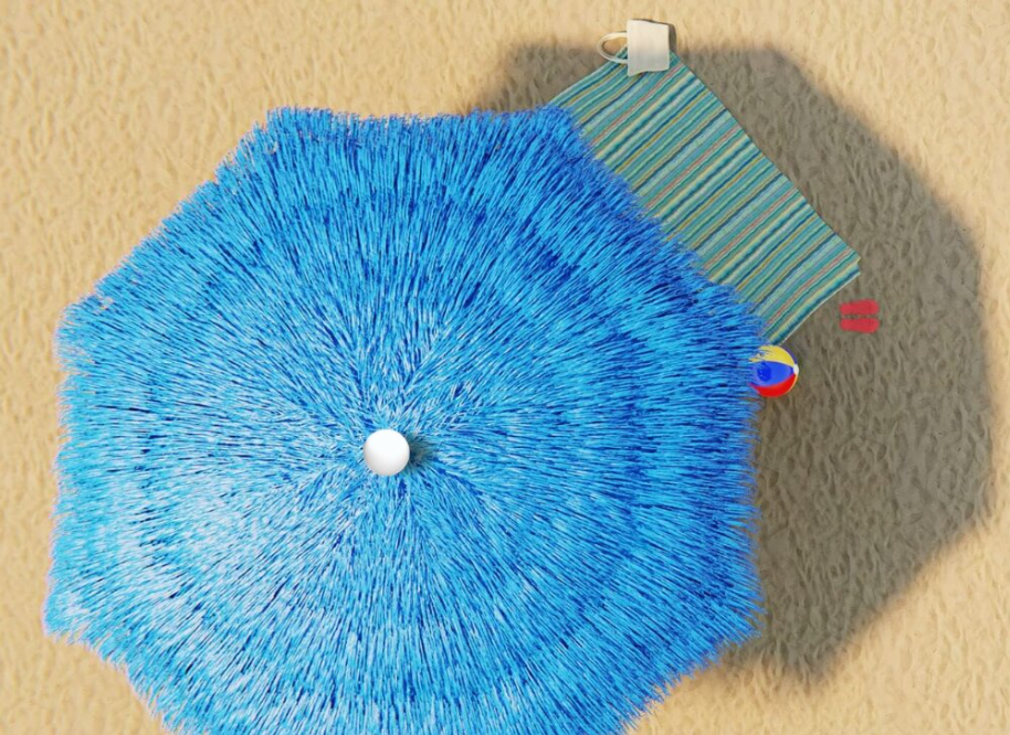 Mėlynas paplūdimio skėtis ∅150 cm – su reguliuojamu aukščiu