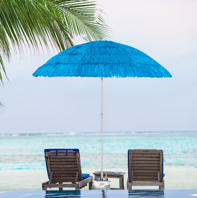 Mėlynas paplūdimio skėtis ∅150 cm – su reguliuojamu aukščiu