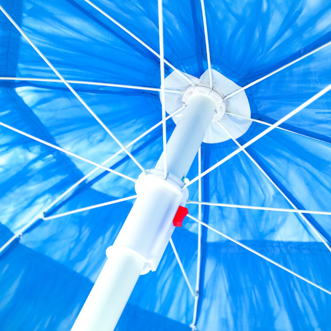 Mėlynas paplūdimio skėtis ∅150 cm – su reguliuojamu aukščiu