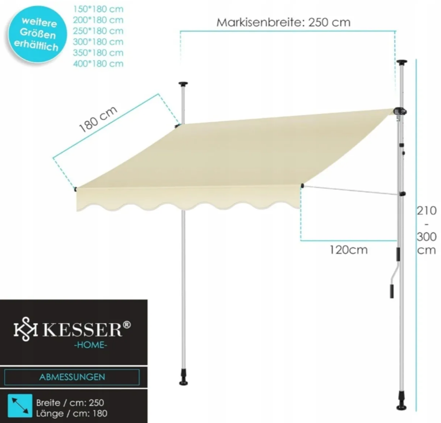 Markizė "Kesser" 250×120 cm