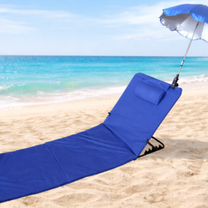 Sulankstomas paplūdimio gultas su skėčiu – 60×200 cm