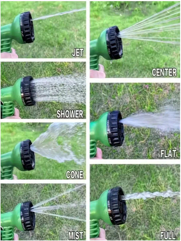 Reguliuojama sodo laistymo žarna su purškimo pistoletu