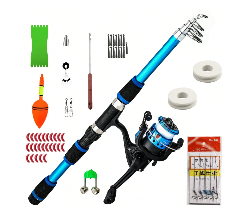 Teleskopinės meškerės komplektas - 1,8 m