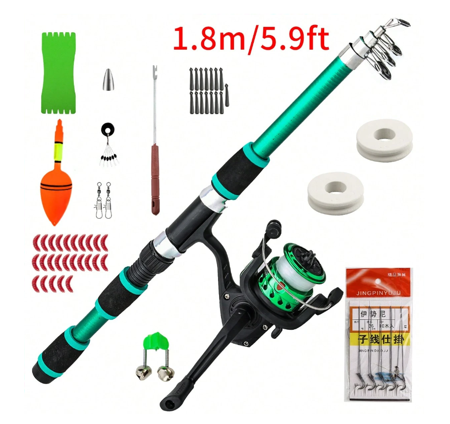 Teleskopinės meškerės komplektas - 1,8 m