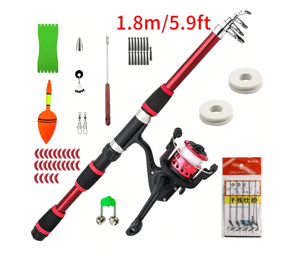 Teleskopinės meškerės komplektas - 1,8 m