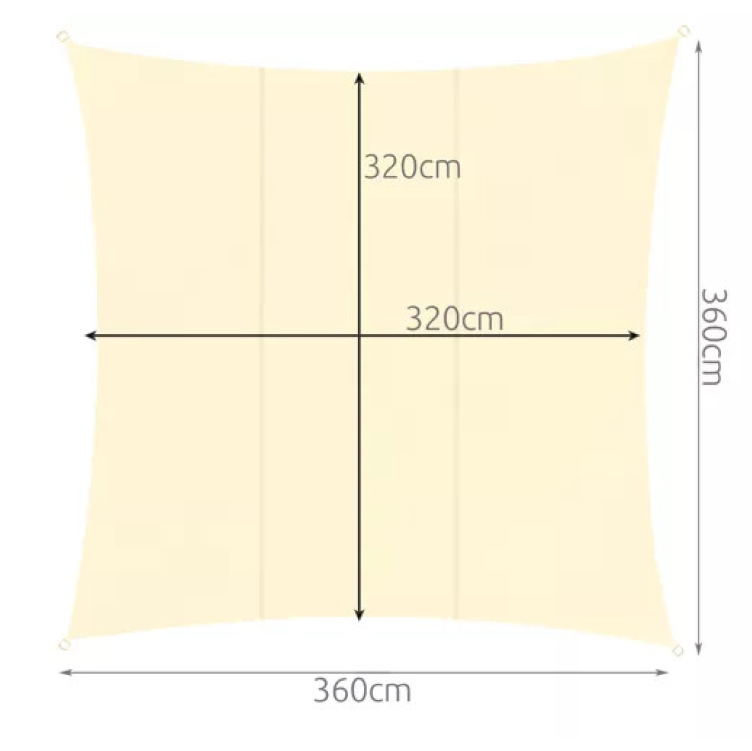Kvadratinė markizė / saulės burė 3,6 × 3,6 m – “Genova”